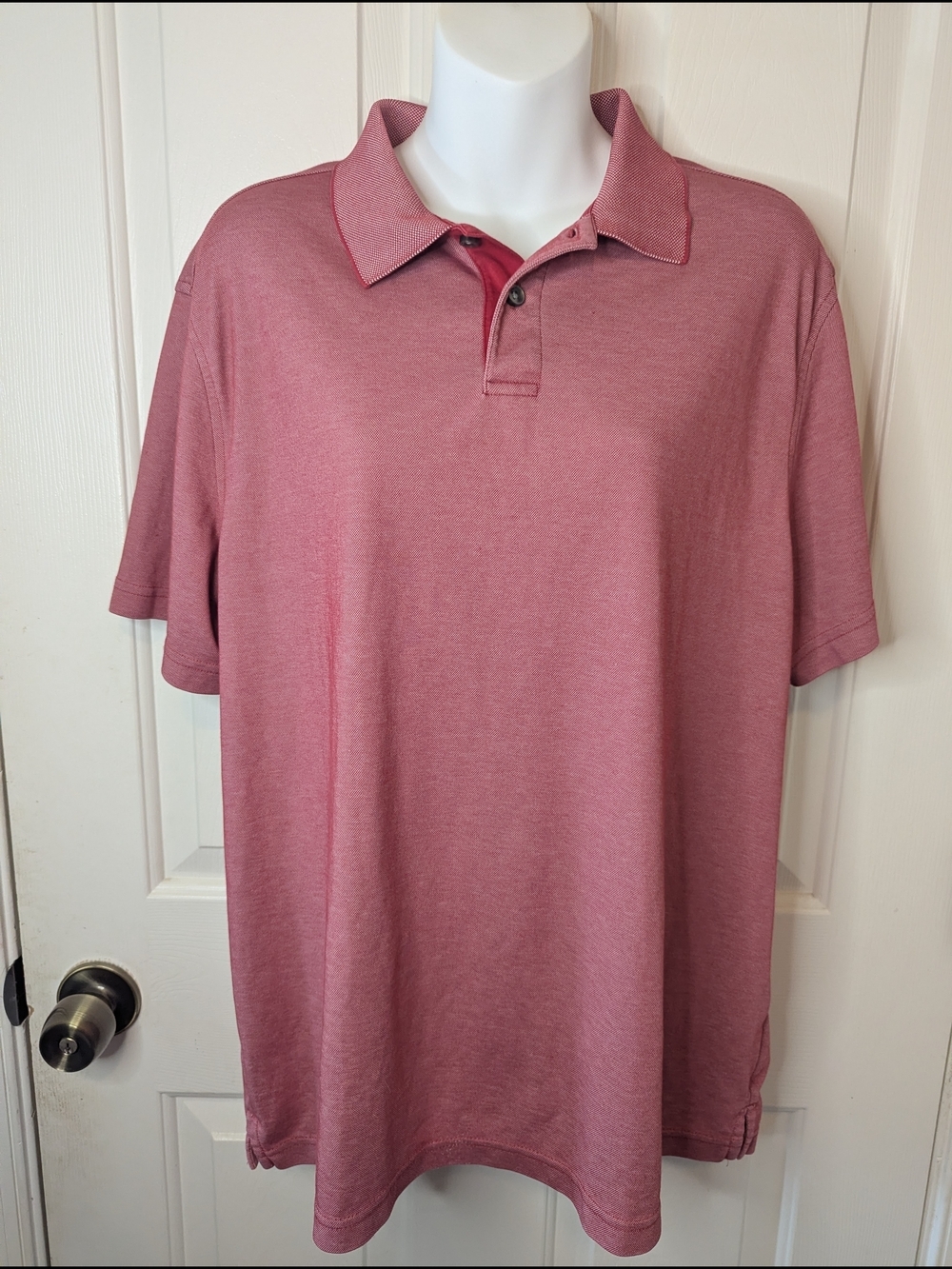 Tasso Elba Polo Golf Shirt Red Mens L Short Sleeve